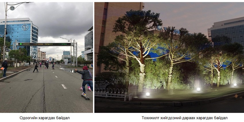 Current appearance of Seoul street VS after the landscaping