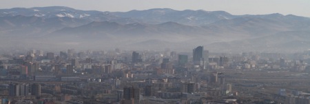 Pollution hanging over Ulaanbaatar. Source: mad-mongolia.com