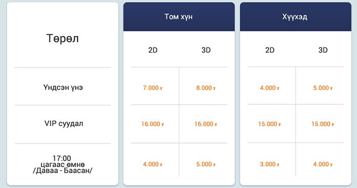 "Хүннү синема"-гийн тасалбарын үнэ, урамшуулал