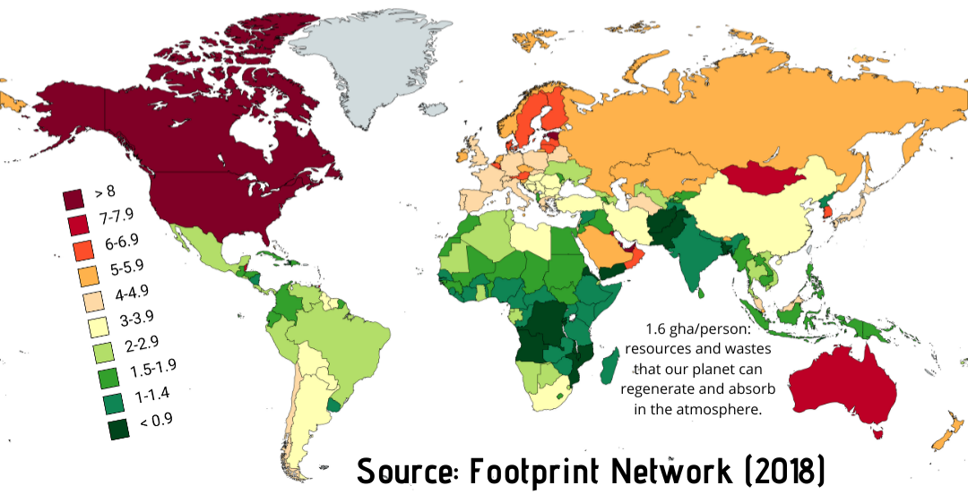Дэлхийн орнуудын экологийн ул мөр /Зургийн эх сурвалж: Wikipedia/